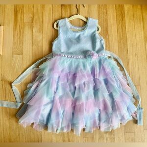 Jona Michelle Blue and purple sequin tulle fancy princess formal Dress Sz 5